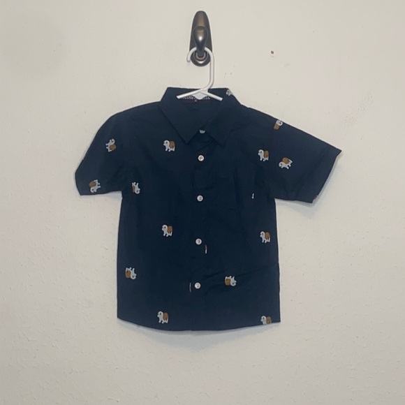 Retro Apparel Boys' Blue & White Dog Print Button-Down Shirt Cotton size 4T - Picture 2 of 6